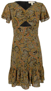 Women's Short Flutter Sleeve Tiered Ruffled Hem Fit and Flare Dress Sn 4